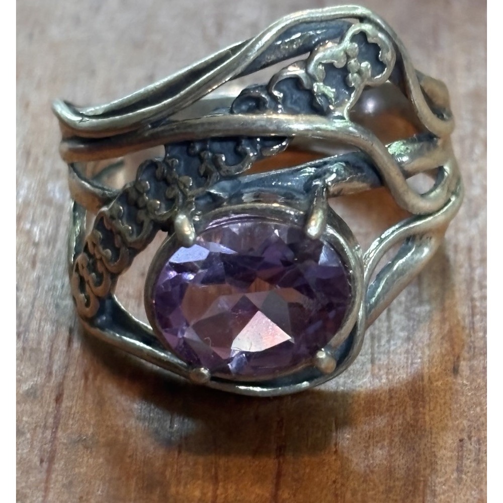STERLING SILVER 925 AMETHYST RING MADE IN ISRAEL Size 10
